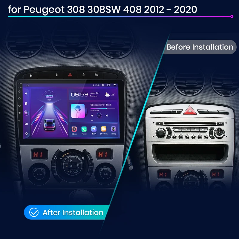 Navigatie Peugeot 308/408 (2006-2014) cu Android 12 ecran 9 Inch, 2GB RAM 32 GB ROM,DSP, Carplay si Android Auto [5]