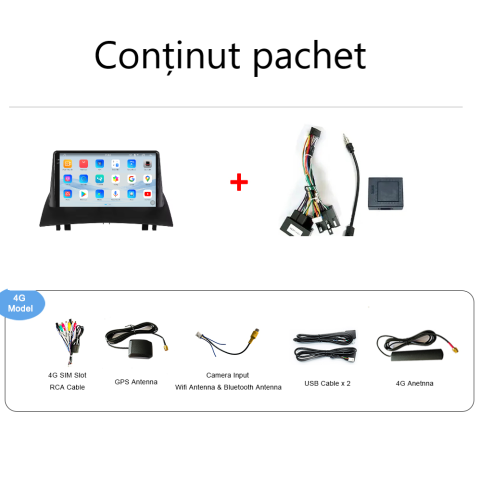 Navigatie Renault Megane 2 (2001-2009) Android 14, 12GB RAM, 256GB ROM, Ecran 9.33 inch 2K QLED [4]