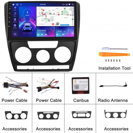 Navigatie Skoda Octavia 2 (2004-2013) cu Android 13, 4GB RAM 64GB ROM, CarPlay si Android Auto Wi-fi, Youtube, Waze, ecran HD 10.1 Inch [12]