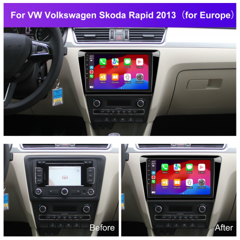 Navigatie Skoda Rapid (2013–2018) cu Android 12, 4GB RAM 64GB ROM, SIM 4G, CarPlay si Android Auto, DSP, ecran 9 inch [1]