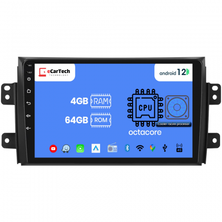 Navigatie Suzuki SX4 (2005-2014) cu Android 12, 4GB RAM 64GB ROM, SIM 4G, DSP, Carplay si Android Auto ecran 9 inch [2]