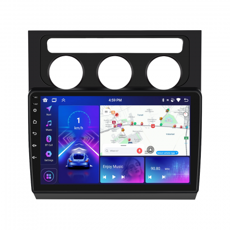Touran (2003-2020) - Navigatie Touran 1 (2003-2010) cu Android 13, 4GB RAM 64GB ROM, DSP, CarPlay si Android Auto Wi-fi, Youtube, Waze, ecran HD 10.1 Inch Rama neagra