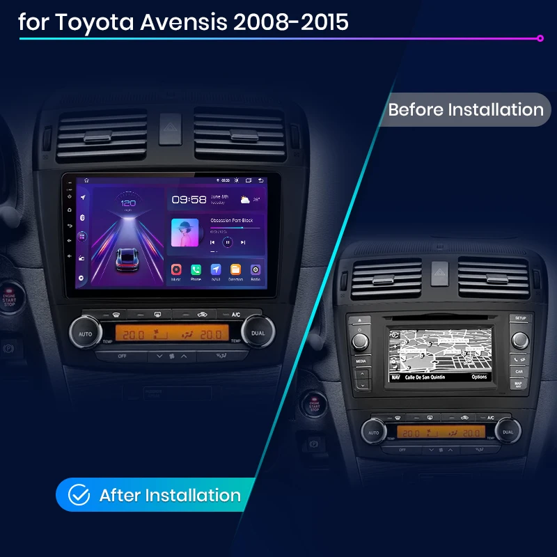 Navigatie Toyota Avensis (2008-2015), 8GB RAM 128GB Cartela SIM 4G, DSP, Android 12, Carplay si Android auto,ecran 9 Inch [1]