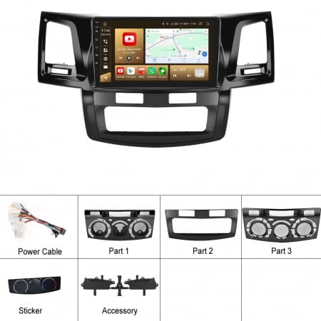 Navigatie Toyota Hilux (2005-2014), cu Android 12, 8GB RAM 128GB ROM, DSP, SIM 4G, CarPlay si Android Auto Wi-fi, Youtube, Waze, ecran HD 9 Inch [12]