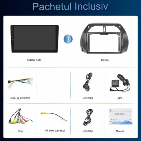 Navigatie Toyota RAV 4 (2001-2006), cu Android 12, 4GB RAM 64GB ROM,SIM 4G, DSP, CarPlay si Android Auto Wi-fi, ecran 9 inch [6]