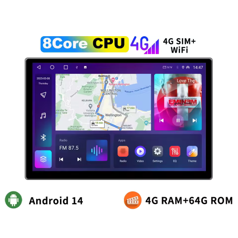 Navigatii 2 DIN - Navigatie Universala 2DIN Topway TS18A,4GB RAM 64GB ROM,SLOT SIM 4G, CarPlay si Android Auto WI-FI, Ecran 7 inch PREMIUM