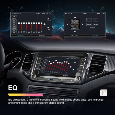 Navigatie Volkswagen|Skoda|Seat cu Android 10, Ecran de 7 Inch, 7 culori, 2x USB Frontal, dedicata Golf 5, Golf 6, Jetta, Passat B6, CC, B7, Polo, Tiguan, Touran, Skoda, Seat [6]