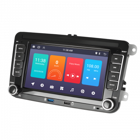 Navigatie Volkswagen|Skoda|Seat cu Android 10, Ecran de 7 Inch, 7 culori, 2x USB Frontal, dedicata Golf 5, Golf 6, Jetta, Passat B6, CC, B7, Polo, Tiguan, Touran, Skoda, Seat [1]