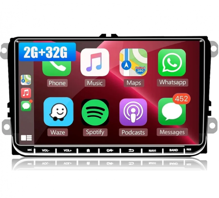 Passat B7 (2011-2015) - Navigatie Volkswagen|Skoda|Seat cu Android 12, 2GB RAM 32 GB ROM, CarPlay si Android Auto, Ecran de 9 Inch, dedicata Golf 5, Golf 6, Jetta, Passat B6, CC, B7, Polo, Tiguan, Touran, Skoda, Seat