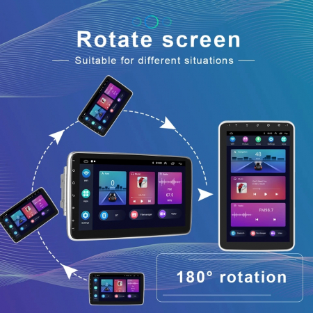 Navigatie Universala 1DIN, Android 12, 2GB 64GB, ecran rotativ 180°, Carplay si Android Auto Wi-fi, ecran 10.1 inch [2]