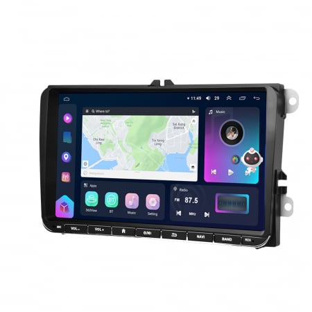 Navigatie Volkswagen|Skoda|Seat cu Android 13, 8GB 128G, SLOT SIM 4G, CarPlay si Android Auto, dedicata Golf 5, Golf 6, Jetta, Passat B6, CC, B7, Polo, Tiguan, Touran, Skoda, Seat ecran QLED 9 inch [7]