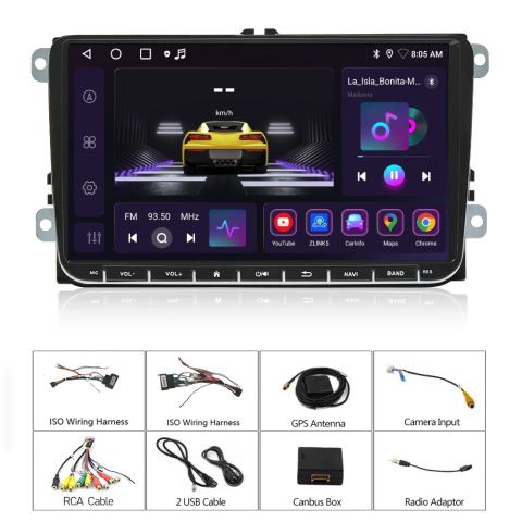 Navigatie Volkswagen|Skoda|Seat cu Android 12, 9 Inch, CarPlay si Android Auto, dedicata Golf 5, Golf 6, Jetta, Passat B6, CC, B7, Polo, Tiguan, Touran, Skoda, Seat [15]