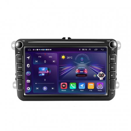 Navigatie Volkswagen|Skoda|Seat cu Android, Ecran de 8 Inch, CarPlay si Android Auto, dedicata Golf 5, Golf 6, Jetta, Passat B6, CC, B7, Polo, Tiguan, Touran, Skoda, Seat [0]