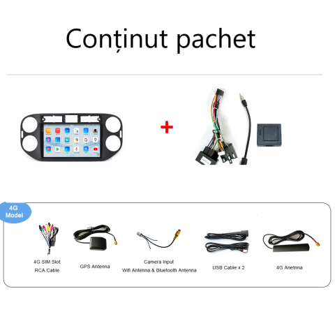 Navigatie Volkswagen Tiguan (2010-2015) Android 14, 12GB RAM, 256GB ROM, Ecran 9.33 inch 2K QLED, Ramă Neagră [4]