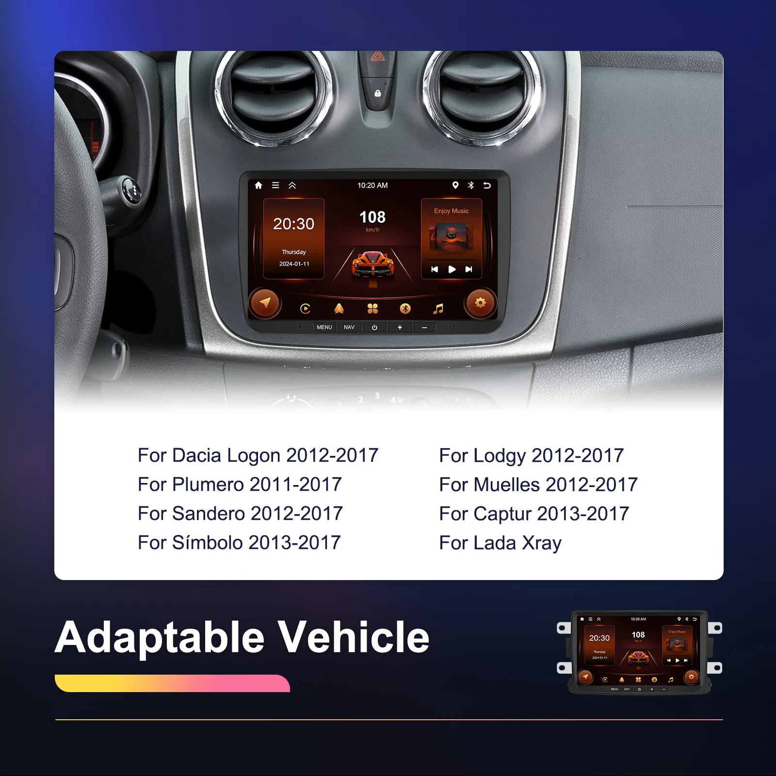 Navigatie Dacia Logan, Duster, Sandero (2012-2020) cu Android 13 ,2GB ROM 64GB, RDS, CarPlay si Android Auto, ecran 7 inch [1]