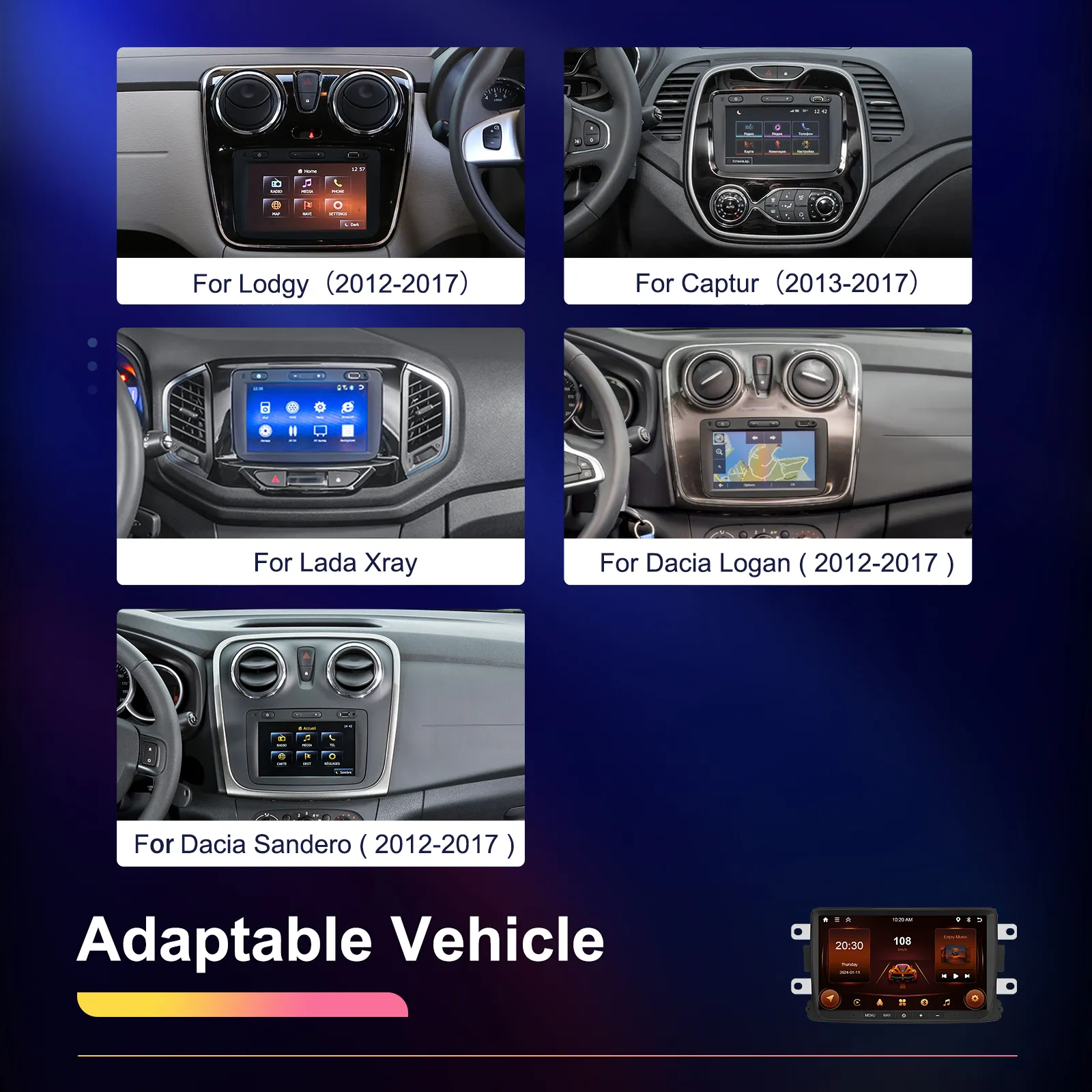 Navigatie Dacia Logan, Duster, Sandero (2012-2020) cu Android 13 ,2GB ROM 64GB, RDS, CarPlay si Android Auto, ecran 7 inch [4]