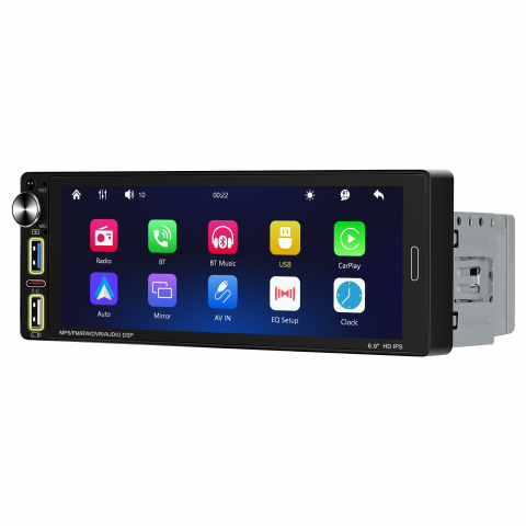 Player Auto 1DIN universal 6.9 inch, MP5 Playe cu Carplay și Android Auto fara fir, Bluetooth, USB