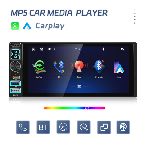 Player Auto 1DIN Multimedia cu Carplay si Android auto wireless, bluetooth, usb, ecran HD 6.8 inch [1]