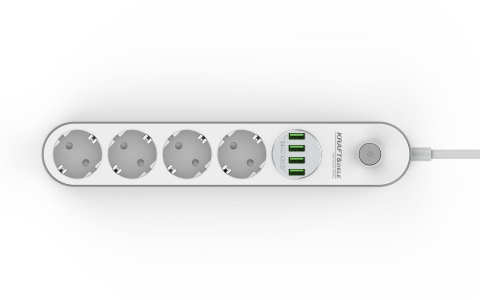Prelungitor electric 2m cu 4 prize și 4 porturi USB – protecție suprasarcină și siguranță copii [3]