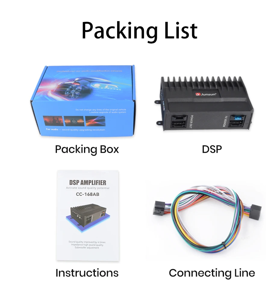 Procesor de Sunet DSP Junsun 4x47W cu Mufă 16 Pini pentru Navigații Android - Reglaje Înălțime și Joase, Suport Subwoofer [4]