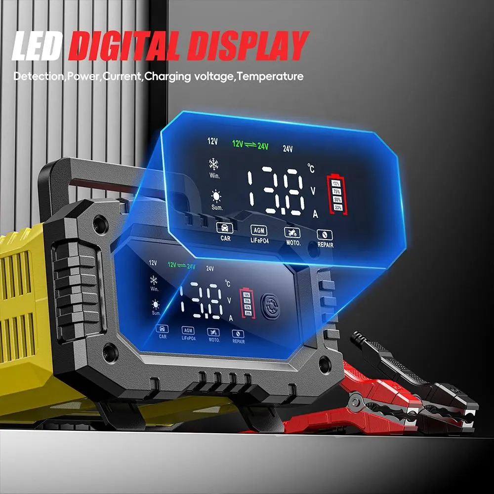 Redresor Auto Inteligent FOXSUR FPT-100 12V 24V cu Funcție Repair, AGM GEL EFB LiFePO4 [3]