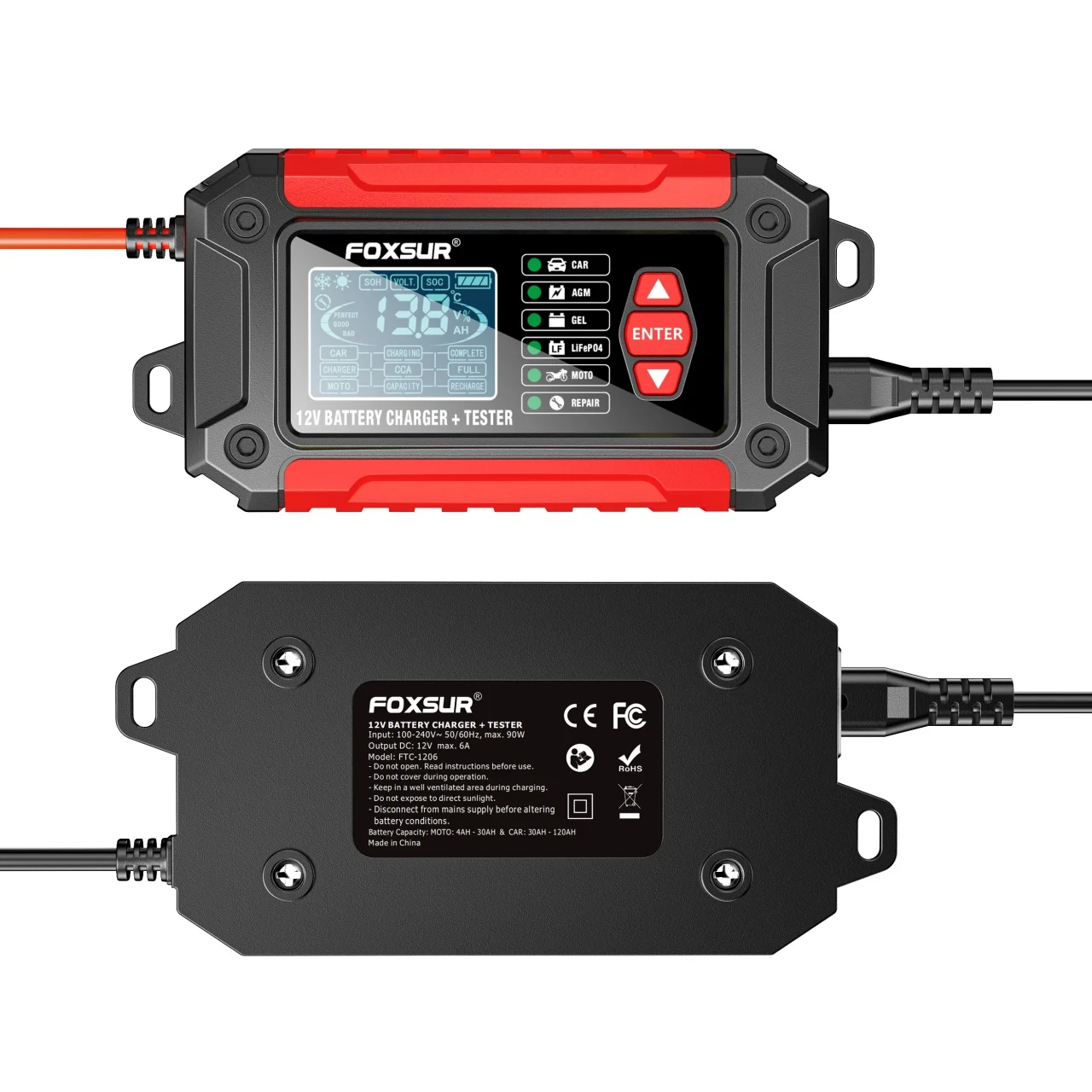 Redresor Auto 2 în 1 cu Tester Baterie 12V 6A AGM GEL LiFePO4 [1]