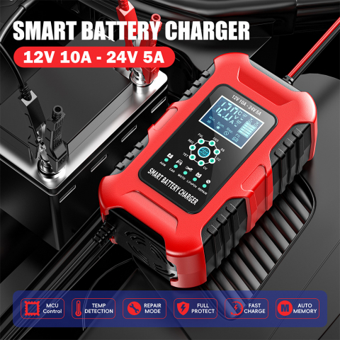Redresor Auto FOXSUR Inteligent 12-24V, 10A – Încărcare Rapidă, Reparare & Desulfatare | Compatibil Pb-Acid, AGM, EFB, LiFePO4 [9]