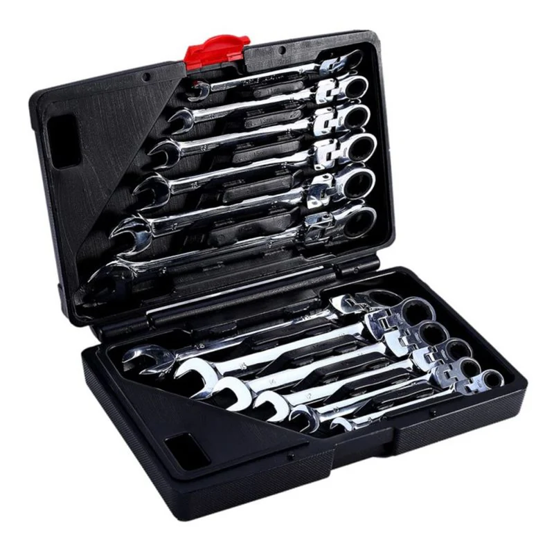 Intretinere auto - Set Chei Combinate cu Cliquet, 12 Piese (8-19MM) - Ustensile Esențiale pentru Profesioniști