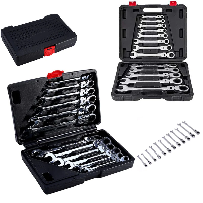 Set Chei Combinate cu Cliquet, 12 Piese (8-19MM) - Ustensile Esențiale pentru Profesioniști [3]