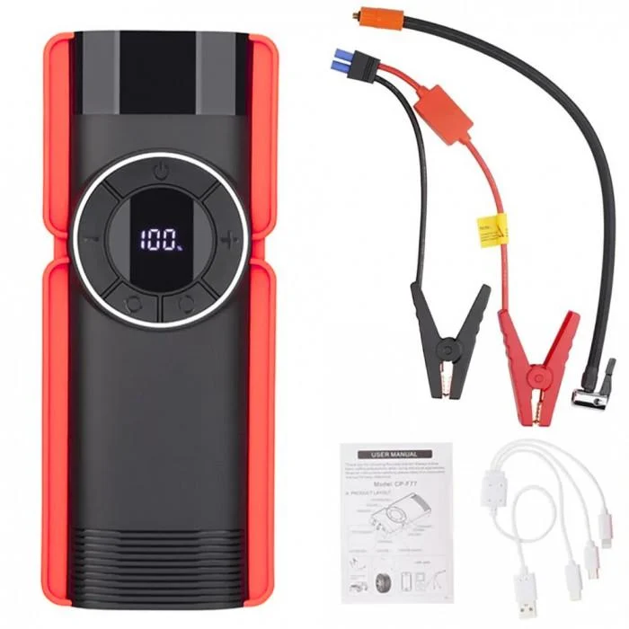 Redresoare Auto - Starter Auto Multifuncțional 1200A, Power Bank 10000mAh, Compresor Aer, Lanternă LED,Afișaj, USB C, 12V