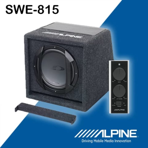 Subwoofer Auto - Subwoofer Alpine SWE-815 300W, 8", Amplificat – Bass Puternic