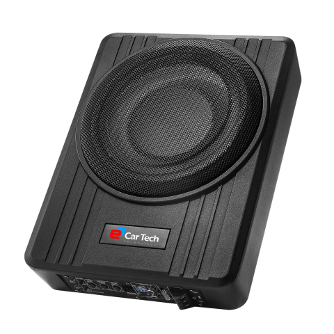 Subwoofer auto activ slim 10 inch 300W RMS, amplificator integrat, telecomandă bass, instalare sub scaun 12V [3]