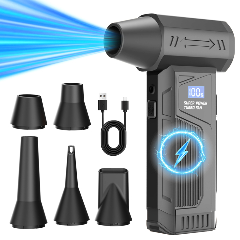 Intretinere auto - Suflantă Electrică Portabilă (Air Duster) | Motor Brushless 110.000 RPM | 4 Trepte & Display LCD