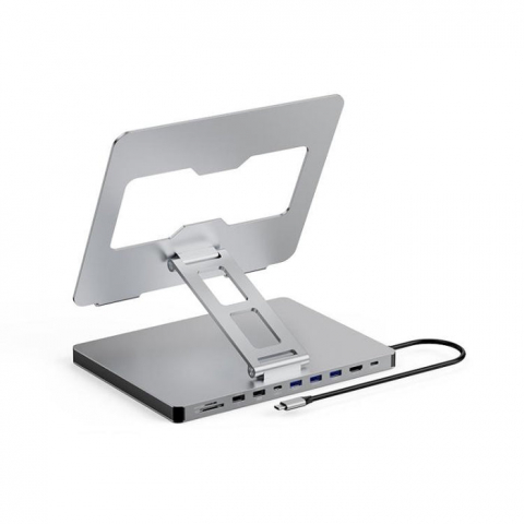 Suport laptop 360 cu hub 10 porturi USB-C HDMI 4K PD 100W din aluminiu ergonomic [1]