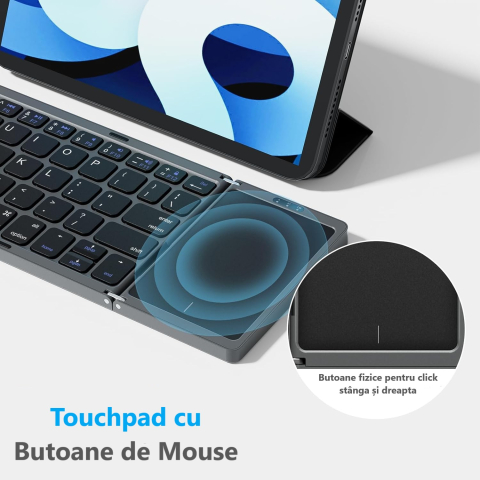 Tastatură Pliabilă Bluetooth cu Touchpad, Compatibilă iOS/Android/Windows/Mac, Ultra Compactă și Portabilă – Negru [5]