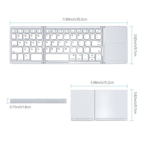Tastatură Pliabilă cu Touchpad, Bluetooth 5.1 + 2.4G, Portabilă și Reîncărcabilă, culoare Silver [10]