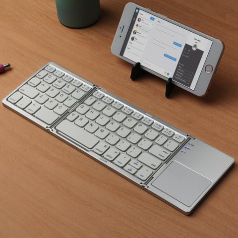 Tastatură Pliabilă cu Touchpad, Bluetooth 5.1 + 2.4G, Portabilă și Reîncărcabilă, culoare Silver [5]