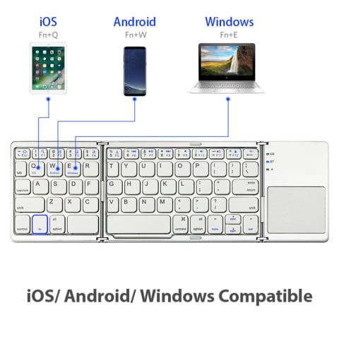 Tastatură Pliabilă cu Touchpad, Bluetooth 5.1 + 2.4G, Portabilă și Reîncărcabilă, culoare Silver [4]