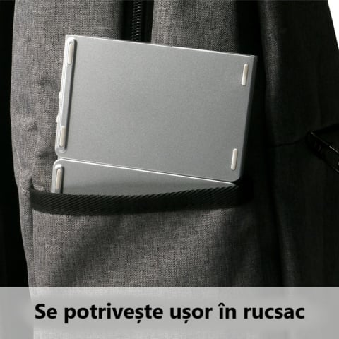 Tastatură Pliabilă cu Touchpad, Bluetooth 5.1 + 2.4G, Portabilă și Reîncărcabilă, culoare Silver [9]