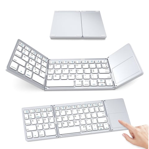 Tastatură Pliabilă cu Touchpad, Bluetooth 5.1 + 2.4G, Portabilă și Reîncărcabilă, culoare Silver [11]