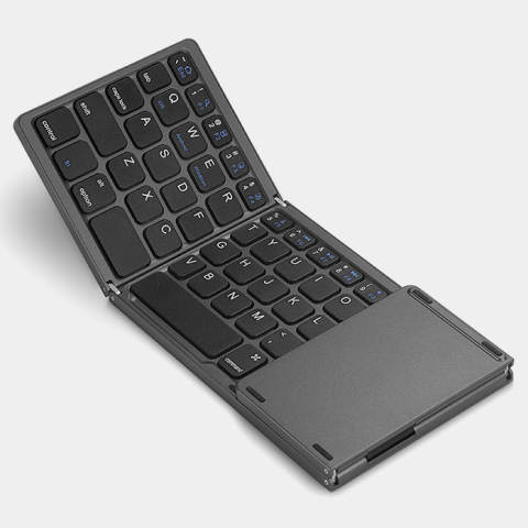 Tastatură Pliabilă cu Touchpad, Bluetooth 5.1 + 2.4G, Portabilă și Reîncărcabilă – Gri Elegant [4]