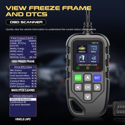 Tester auto OBD2 profesional YM119 cu funcție de diagnoză completă și testare baterie [5]