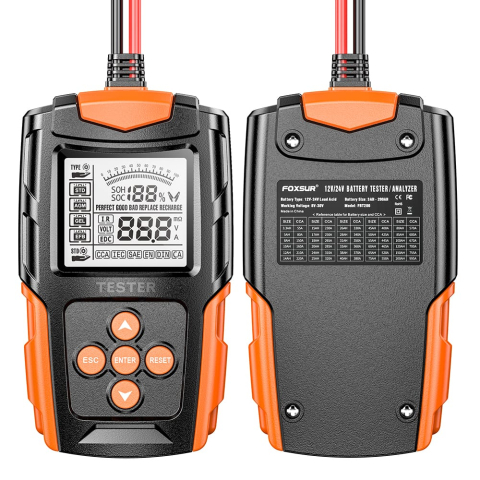 Tester de baterie auto 6V/12V/24V, 100-2000 CCA 2Ah-220 Ah, analizor digital baterie pentru masini, camioane, motociclete, SUV-uri, barci [2]