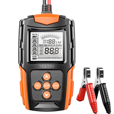 Tester de baterie auto 6V/12V/24V, 100-2000 CCA 2Ah-220 Ah, analizor digital baterie pentru masini, camioane, motociclete, SUV-uri, barci [6]
