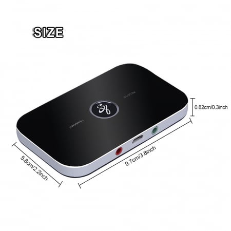 Transmitator si receptor audio, Bluetooth 5.0, 2 in 1, Jack 3, 5 mm, pentru TV, PC, Laptop, Masina, Negru [3]