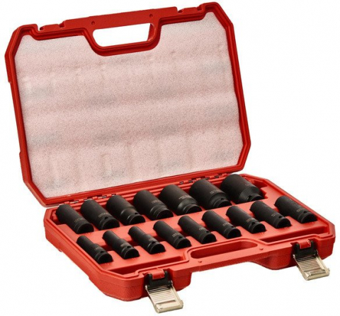 Chei si truse chei - Trusa Chei tubulare de impact 1/2", 16 piese, 10-32 mm, în cutie metalică – rezistență industrială