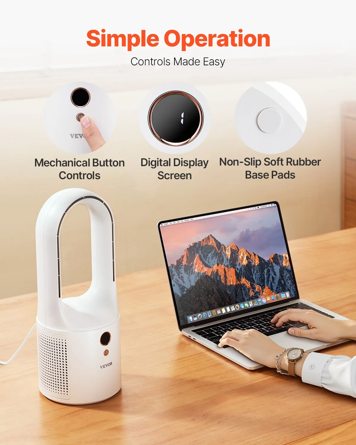 Ventilator Portabil De Birou AeroCool Pro, 6 Viteze, USB Type C, Motor Brushless, Ultra Silentios, Pentru Casa, Camping, Alb [4]