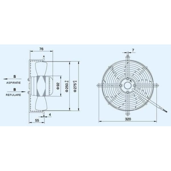 Ventilator axial aspirație 250 mm WEIGUANG YWF4E-250S [4]