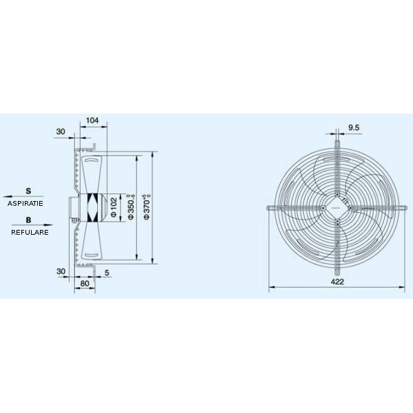 Ventilator axial aspirație 350 mm WEIGUANG YWF4E-350S [4]
