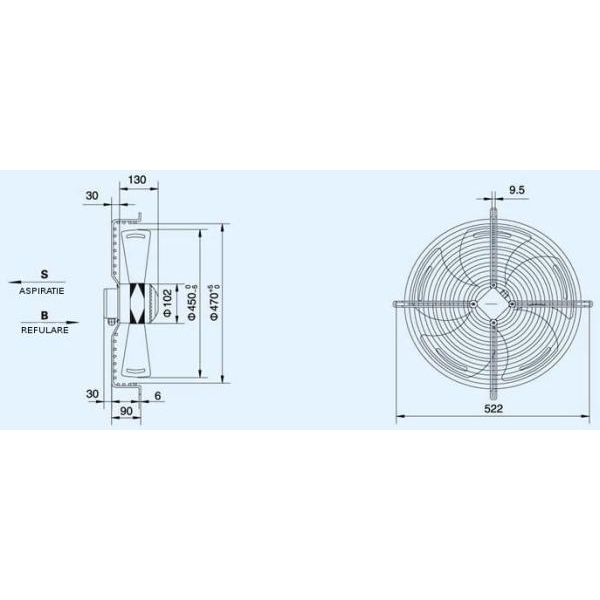 Ventilator axial aspirație 450 mm WEIGUANG YWF4D-450S [4]